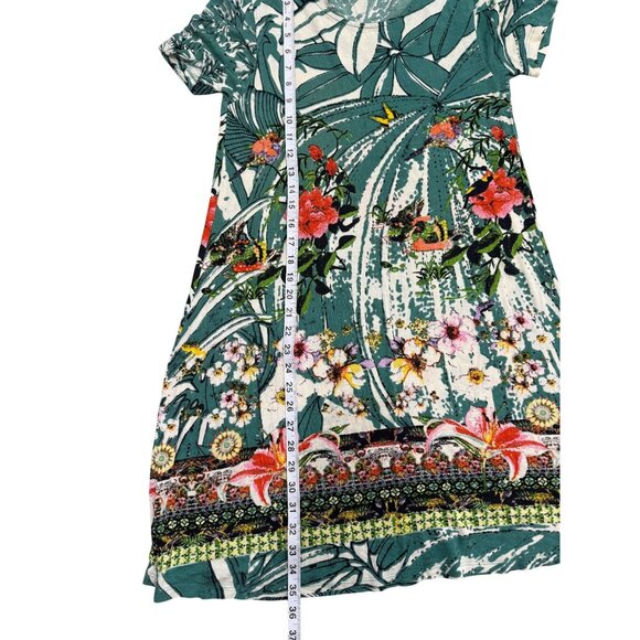 Desigual Eleonor Dress Tropical Floral Green Embellished Women Size L/XL - Picture 6 of 6